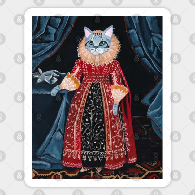 Lady Tabitha Silverly Elizabethan Cat Magnet by KilkennyCat Art